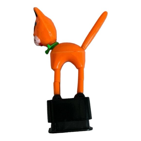 Vintage Orange Cat Push Puppet Toy Kitty Cat Plastic 4" Collectible - Picture 4 of 5